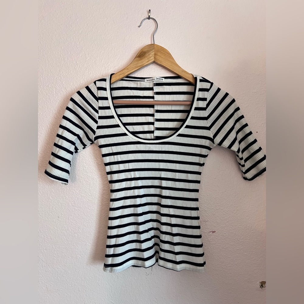 Reformation Striped Scoop Neck Top